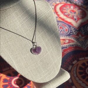 .925 Sterling Silver and Deep Purple Amethyst Heart Necklace Pendant